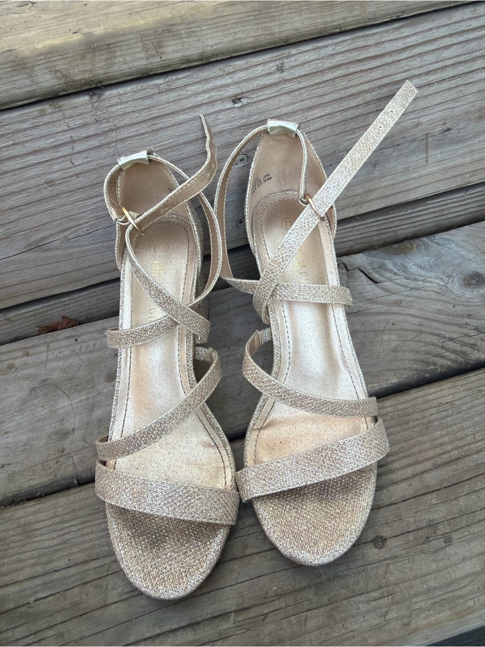 Dream Pairs Women's Glittery Gold Strappy Sandals